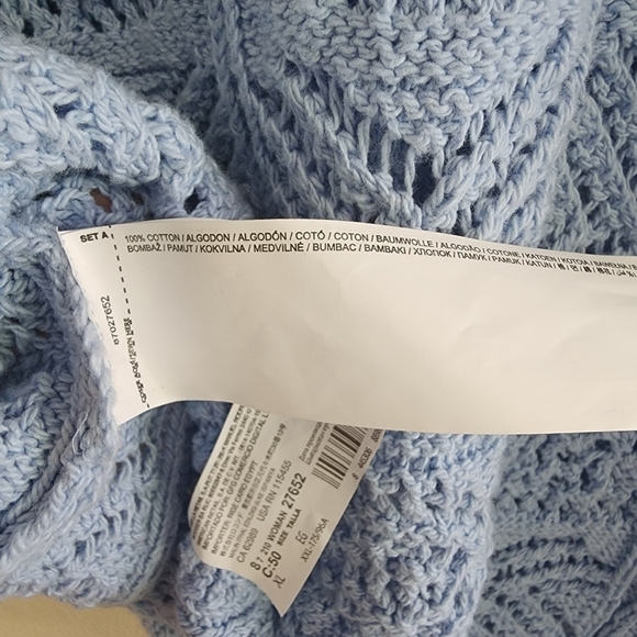 NWT Mango Blue Bohemian Crochet Cova Co Ord Set Sweater Shorts XL - Picture 9 of 13